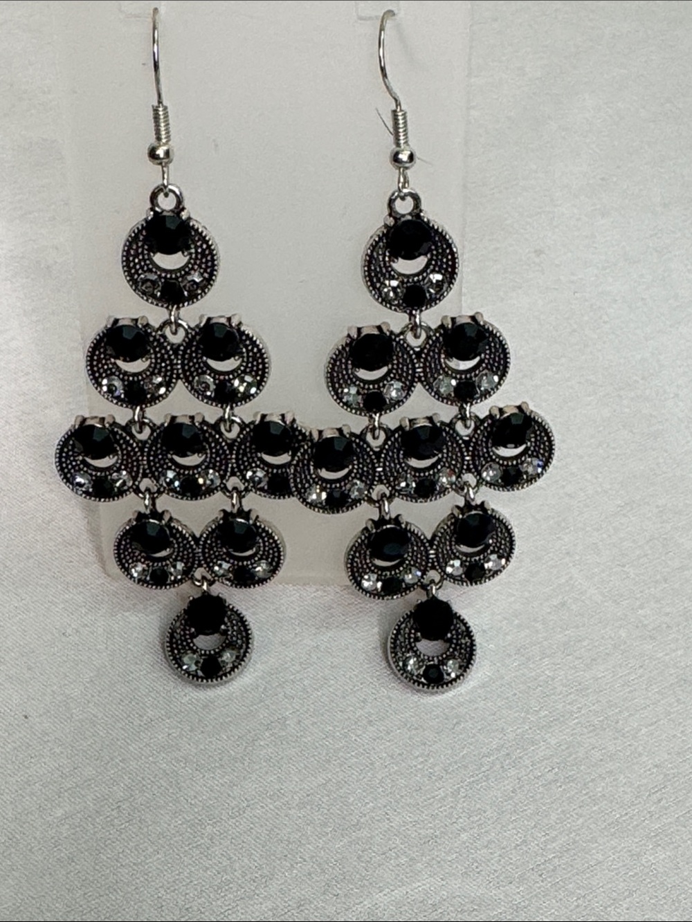 Elegant Black Chandelier Drop Earrings - Women Jewelry